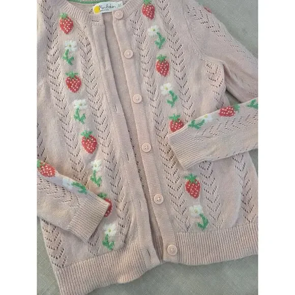 Mini Boden Pink Strawberry Cardigan Sweater - Picture 5 of 8